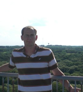 Top of the tower at Mahoney State Park, me in Nebraska.